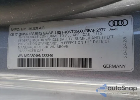 2017 Audi A7 Premium Plus из США, поврежденный, VIN WAUW2AFC4HN132346